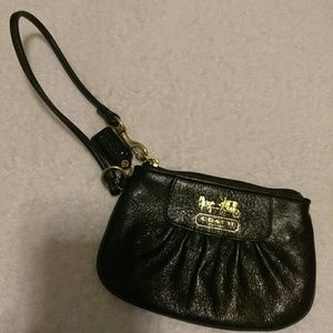 Coach black leather wristlet